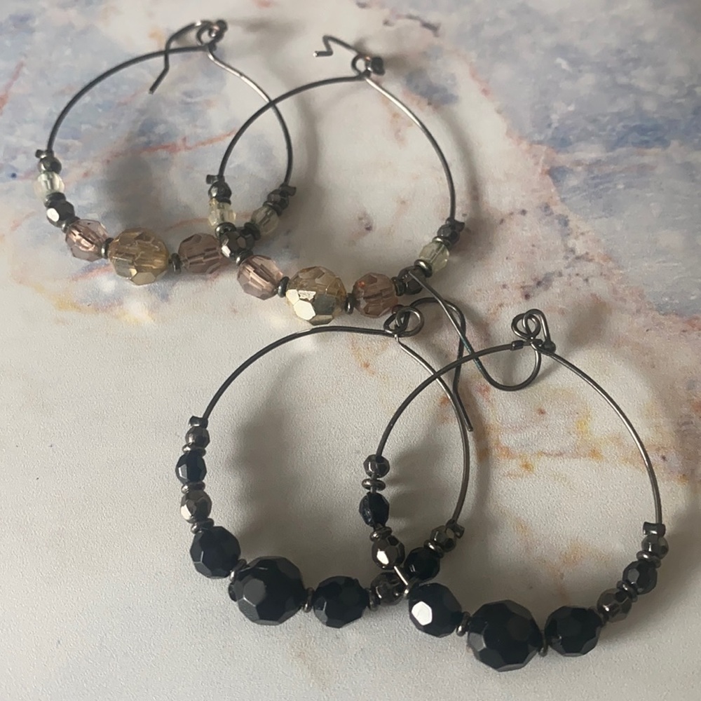 Like NWOT 2 Pair of Hoops Brown and Black